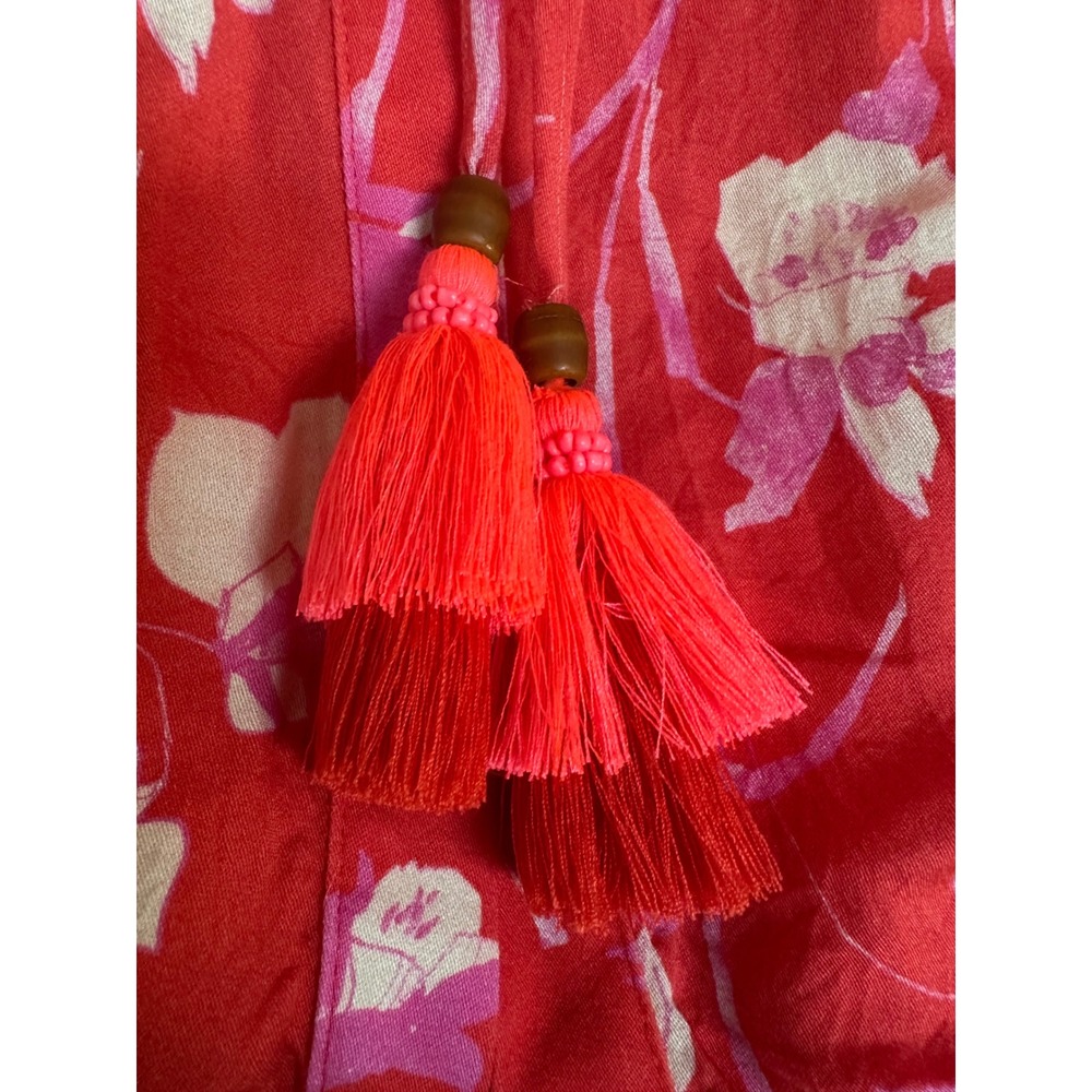 Maaji Floral Button Up Mini Dress Red Pink Size L Cover Up Resort Beach - Picture 4 of 6